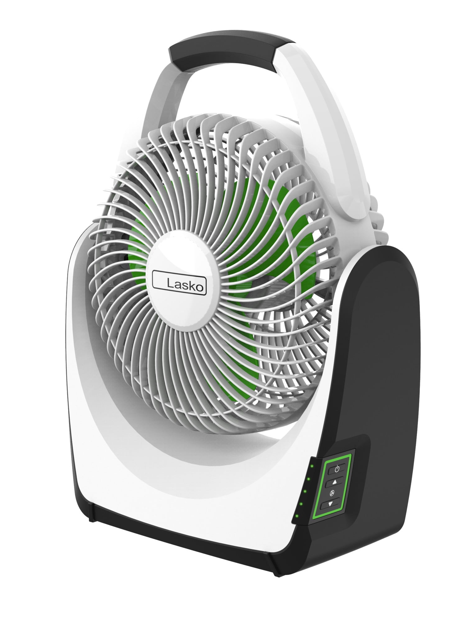 Lasko 8" Portable 5-Speed Outdoor Rechargeable Battery Table Fan, 17" H, White, New