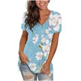 thumbnail image 1 of USSUMA Daisy Print T-Shirts for Women Trendy Bohemian Retro Basic Flowy Women's Shirts and Blouses Short Sleeve Women Tops Dressy Casual Summer V Neck Plus Tunics Beach, 1 of 6