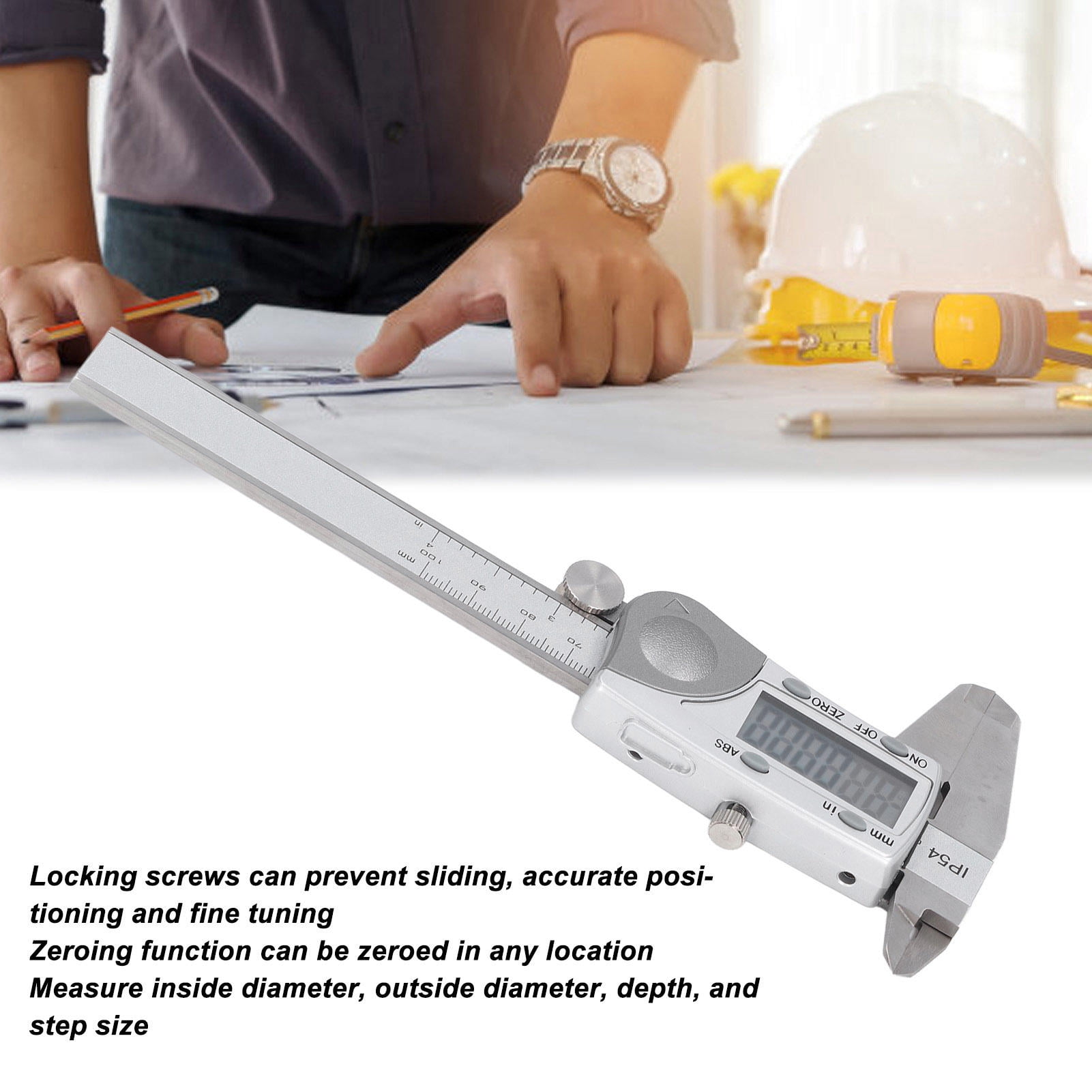 BIMZUC Digital Caliper Measuring Tool Industrial Electronic IP54 Waterproof Stainless Steel Precision Micrometer 0-100mm Range 0.0005in 0.005mm Resolution Easy Read LCD Display For DIY