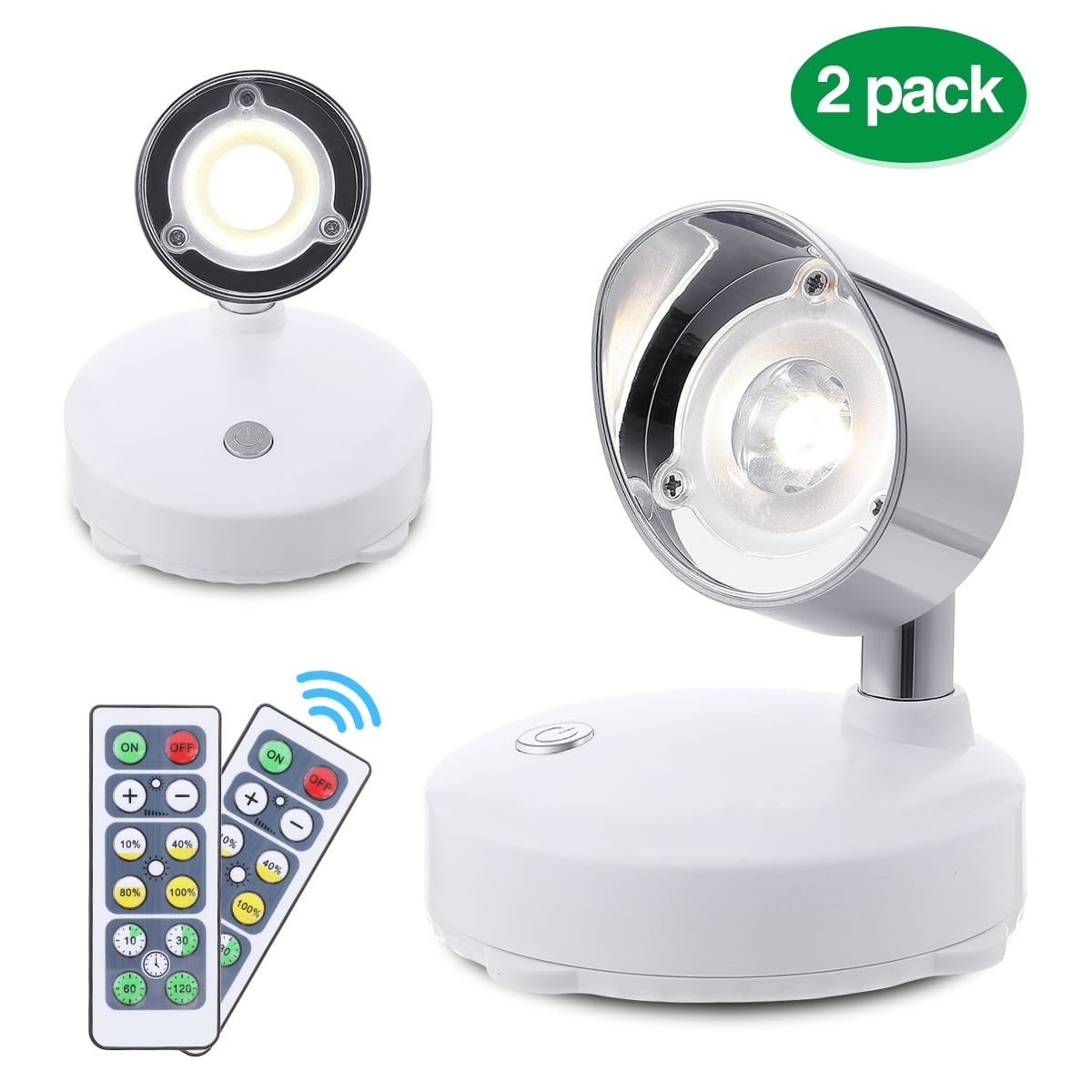 LED Spotlight Battery Operated Accent Lights Wireless LED Puck Light 2 Pack NEW 