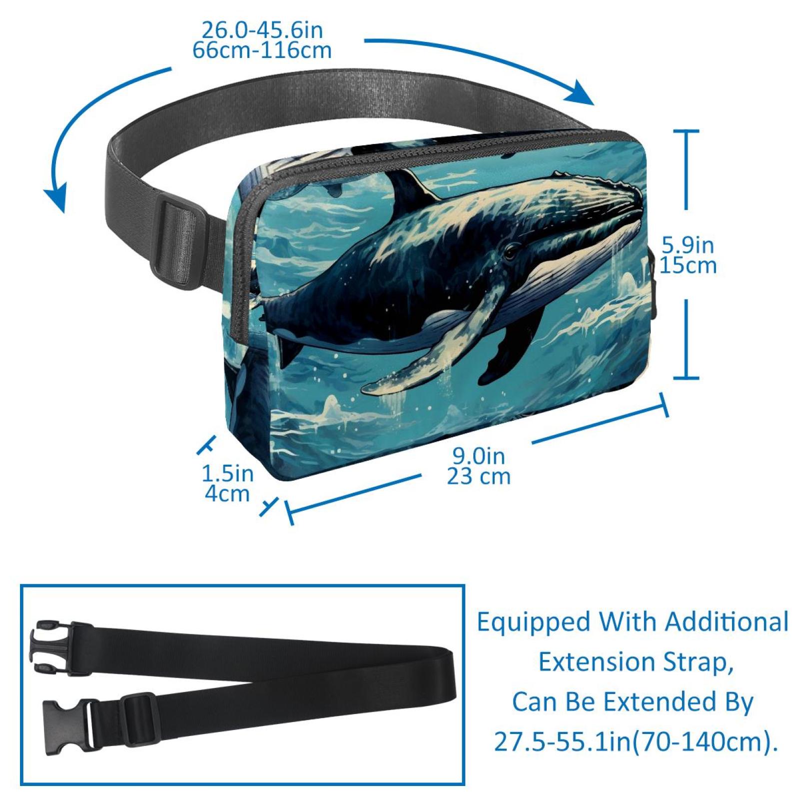 Whales Versatile Waist Bag, Crossbody Bag, Running Belt - Lightweight, Adjustable, with Extension Strap, Unisex