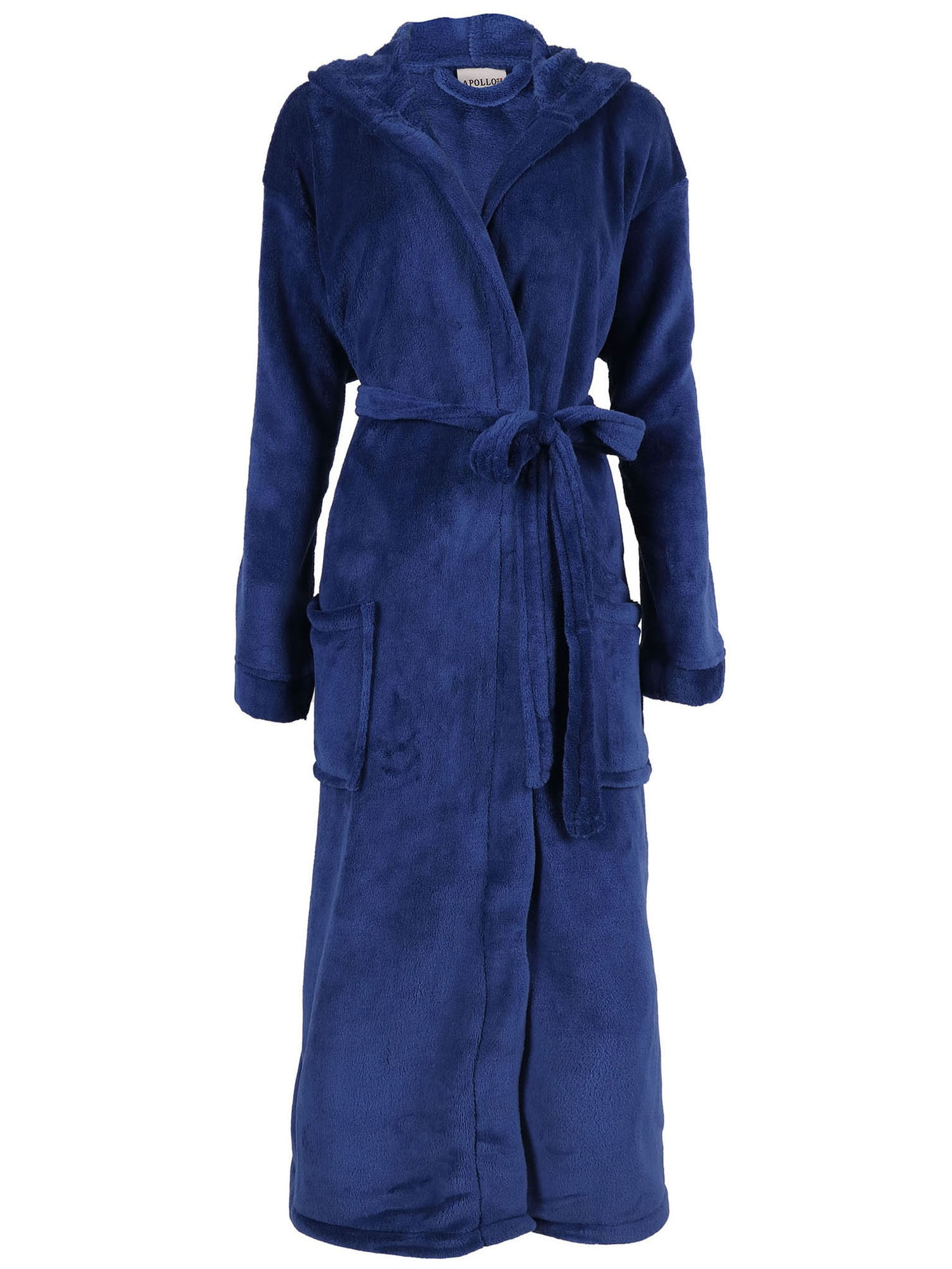 Wanted Mens Bathrobe Hooded Robe Plush Micro Fleece with Front Pockets