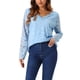 thumbnail image 1 of INSPIRAR CHIC Día de San Valentín Blusa de Encaje Floral de Manga Larga con Escote en V y Detalle de Encaje XS Azul Cielo, 1 of 5