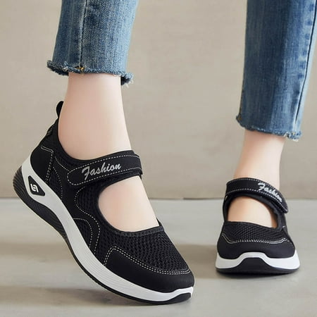 Xysaqa White Tennis Shoes Women  Shoes for Women Sneakers Women s New Large Size Casual Mesh Slip-on Women s Shoes Soft Sole Breathable Fashion Mother Shoes Mary Janes Flats Savings!