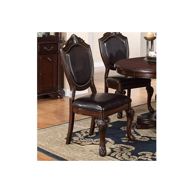 Set of 6 Dining Chairs Brown Antique Traditional Look Kitchen Dining Room Furniture Majestic Design Formal Comfort Chair