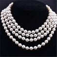 thumbnail image 4 of Faux Pearl Necklace Charming Sleek Glass Cluster Long Simulated Pearl Necklace for Anniversary--Light blue-Product code 51854 Light blue, 4 of 5