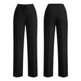 thumbnail image 5 of Zedker Wide Leg Pants for Women High Waisted Pants Solid Color Comfortable Pants Straight Leg Ankle Length Pant for Summer with Pockets Black L, 5 of 9