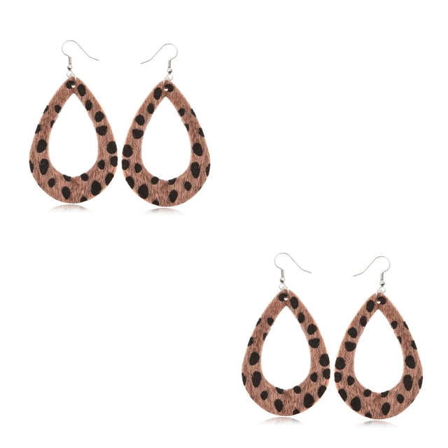 Pendientes retro de leopardo con gota de agua Qarigey para mujeres y niñas