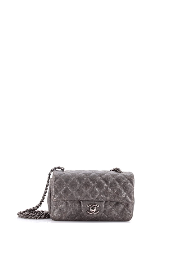 Pre-Owned Classic Single Flap Bag Quilted Caviar Mini By Rebag