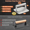 thumbnail image 3 of HULISEN Presse à Burger en Acier Inoxydable, Presse-Burger Ronde de 5,5 Pouces, Trousse d'Accessoires Professionnelle pour Plaque de Cuisson, Presse-Gril Parfaite pour la Cuisson sur Plaque et Gril Plats (Carré), 3 of 8