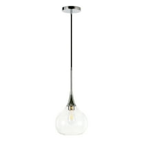 Evelyn&Zoe 9" Polished Nickel Metal/Glass Pendant