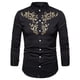 thumbnail image 1 of Camisas de Vestir de Cuello de Banda de Manga Larga Con Bordado Floral Casual Para Hombres Odeerbi  ODB-6, 1 of 4