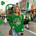 thumbnail image 5 of St. Patrick's Day T-Shirt for Women Glitter Shamrock Graphic Crewneck Long Sleeve Slim Fit Festive Top Saint Paddy's Day Party Celebration Clothes, 5 of 6