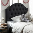 thumbnail image 4 of Baxton Studio Windsor Modern and Contemporary Dark Grey Fabric Upholstered Scalloped Buttoned Queen Size Headboard, 4 of 5
