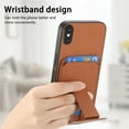 thumbnail image 5 of Magnetic Carbon Fiber Case for iPhone XS / iPhone X with Holder Kickstand, Fiber Texture Wallet Phone Case with Card Holder Durable Military Grade Protection Cover for iPhone XS / iPhone X, Brown, 5 of 10