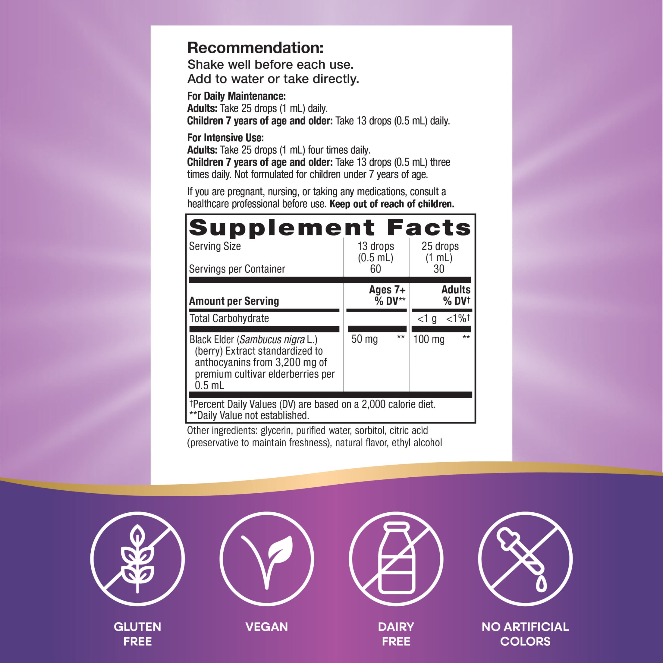 Nature's Way Sambucus Elderberry Drops, 100 mg per Serving, 1 Fl. Oz