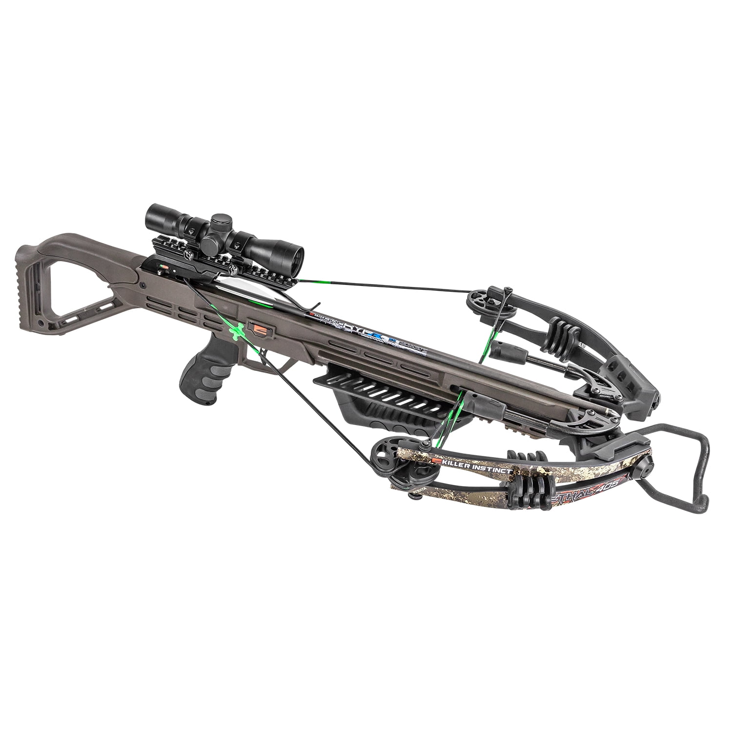 Killer Instinct Lethal 405 Crossbow Bow Archery Pro Package with 3 Bolts, Camo