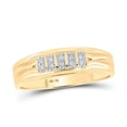 thumbnail image 3 of Solid 10K Yellow Gold His and Hers Trio Three Rings Set Real Natural Diamond Square Matching Rings Wedding Band Set 1/3 Carat ( .34 Cttw ) - (L = 6.5, M = 11), 3 of 7
