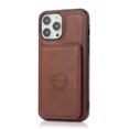 thumbnail image 4 of for iPhone 16 Pro, Classic PU Leather Case with Magnetic Clasp Card Slots Stand Function Durable Shockproof Soft TPU Phone Case Back Cover with Car Magnetic for iPhone 16 Pro, Brown, 4 of 9