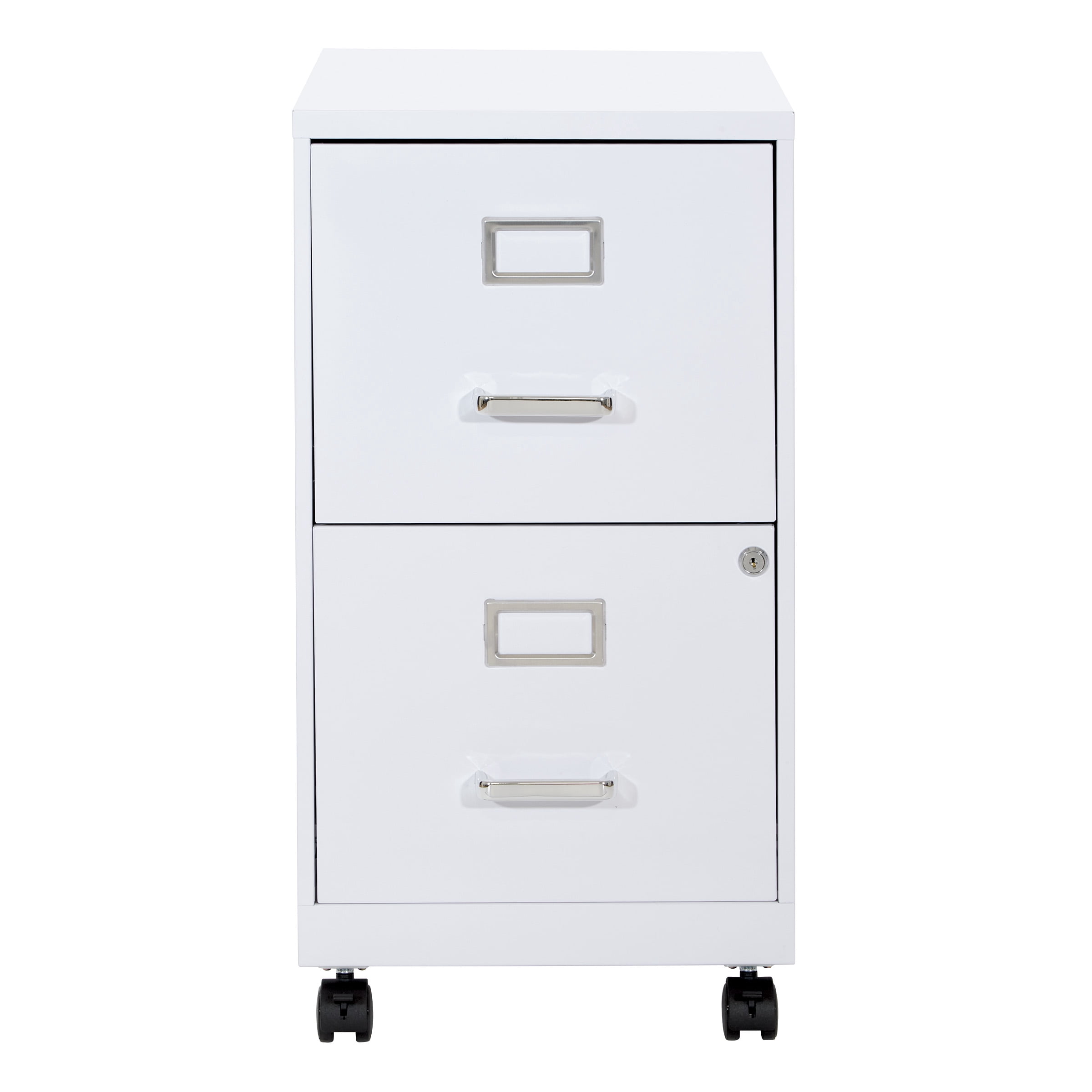 OSP Home Furnishings 2-Drawer Mobile Locking Metal File Cabinet, White