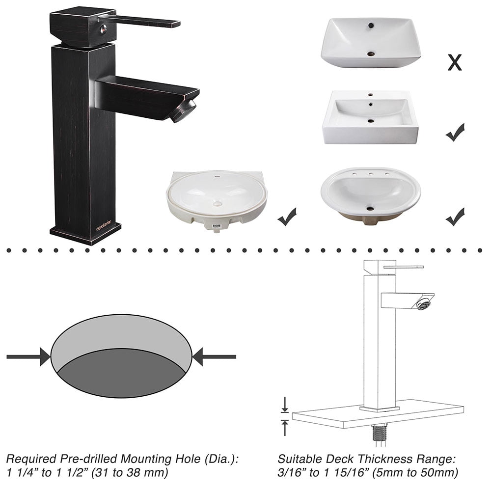 Aquaterior Modern 1 Hole Bathroom Faucet Vanity Sink Basin DIY Home ORB
