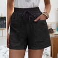 thumbnail image 4 of Women Drawstring Shorts High Waist Casual Loose Wide Leg Lace Up Shorts with Pockets for Summer Black S, 4 of 6