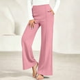 thumbnail image 4 of Miluxas Women's High Waist Seamed Wide Leg Pants Tummy Control Business Casual Loose Trousers with Pockets Summer Pants for Daily Outings Pink, 4 of 9