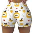 thumbnail image 2 of Lsque Bees and Flowers Pattern High Waisted Biker Shorts for Women-Tummy Control Fitness Athletic Workout Running Yoga Gym Shorts,Moisture-Wicking-Large, 2 of 9