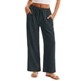 thumbnail image 6 of BUIGTTKLOP Wide Leg Pants for Women Flowy Palazzo Drawstring Elastic Waist Pant Summer Beach Trousers with Pockets, 6 of 6