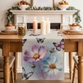 thumbnail image 2 of Table Runner 72 Inches Long for Kitchen Dining, Pink Blue Floral Dresser Scarf Farmhouse, Dining Table Decorations for Wedding/Parties, Butterflies Retro Oil Painting 16 x 72 In, 2 of 8