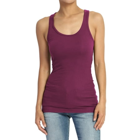 - TheMogan Women's PLUS Stretchy Ribbed Knit Fitted Racerback Tank Top Cotton Spandex