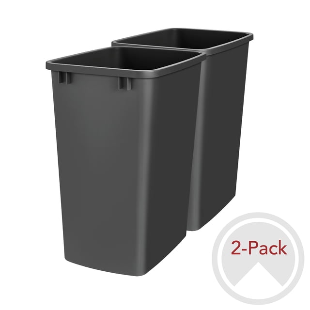 Rev-A-Shelf Polymer Replacement 35 Qt Black Trash Bin, 2 Pack, RV-35-18-2
