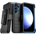 thumbnail image 4 of Rome Tech for Samsung Galaxy S24 (2024) Case with Belt Clip Holster & Kickstand, Dual-Layer Shockproof Case - Black & Blue + 3-Pack Glass Screen Protector, 4 of 12