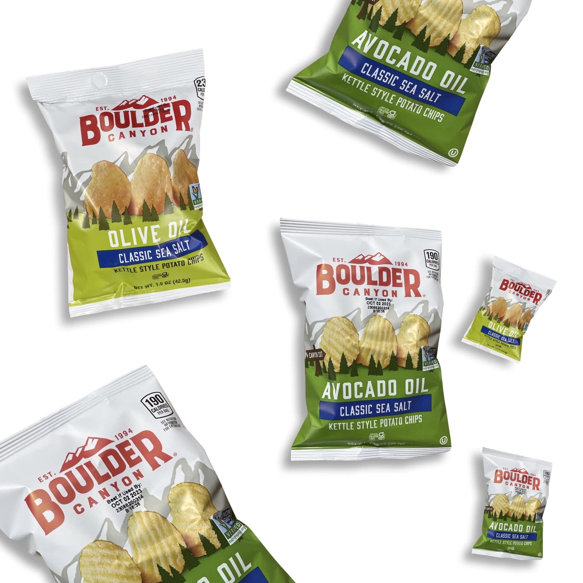 Boulder Canyon Single Serve Avocado Oil Chips, 1.25 oz |  20 Bags