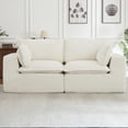 thumbnail image 5 of Leumius 3-Seater Boneless Sofa Couch,Modern Corduroy Sofa with Pillows,Bean Bag Couch for Living Room,No Assembly Required,White, 5 of 6