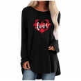 thumbnail image 1 of Pompotops Mode T-Shirt Décontracté à Manches Longues Col Rond Imprimé Blouse Tops Liquidation, 1 of 4