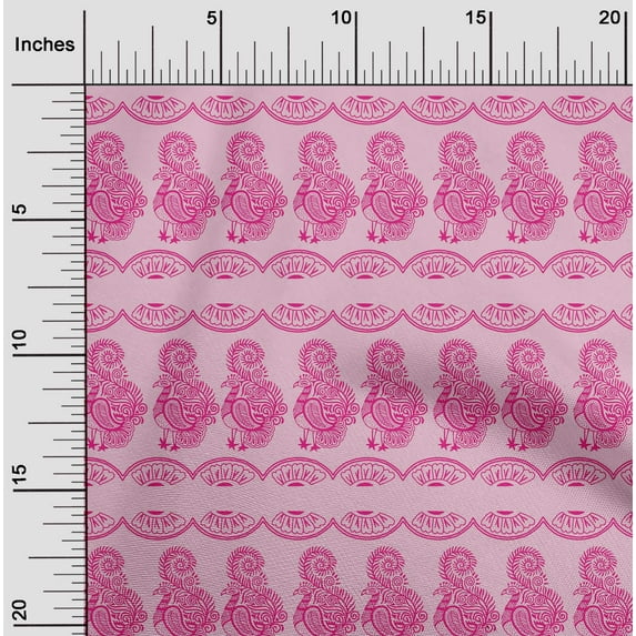 oneOone Organic Cotton Poplin Twill Fabric Floral & Bird Block Print Fabric By Yard 42 Inch Wide