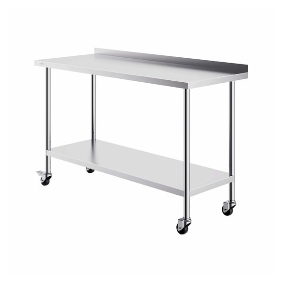 Stainless Steel Work Table 24x60x40 Inch - Commercial Food Prep Table with Casters, Adjustable Height, Heavy Duty Metal Work Table for Kitchen, Restaurant, Hotel