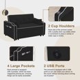 thumbnail image 5 of DEALTOPS Pull Out Sofa Bed, Convertible Loveseat Sleeper with Cup Holders and Usb Ports, Black, 5 of 8