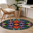thumbnail image 4 of Round Rugs 4Ft, Mexican Flower Round Area Rug Washable Indoor Throw Carpet, Abstract Colorful Floral Leaf Plant Soft Non Slip Circle Rug for Kitchen Nursery Room Home Decor Aesthetic, 4 of 8