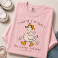 thumbnail image 4 of Christian Shirt for Women, Sorry I'm Late His Timing Not Mine Tee, Cute Goose Coquette Bow Faith Based Gift, Ecclesiastes 3:1, Comfort Colors Unisex, 4 of 6