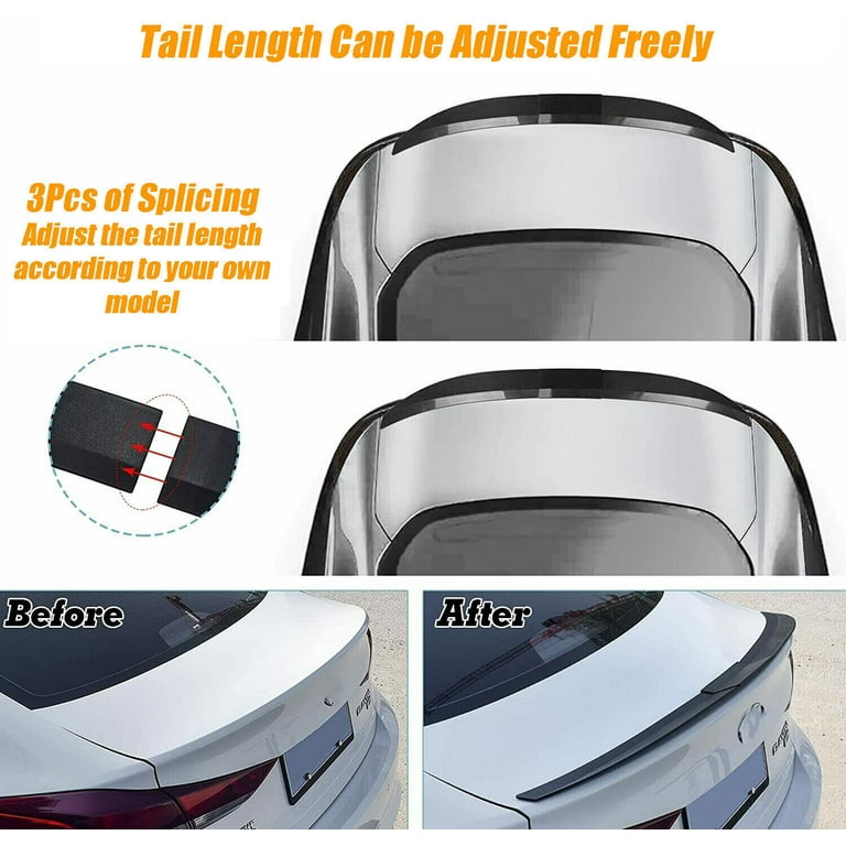 Universal Rear Trunk Spoiler Lip Wing Adjustable 45-50 (Duckbill Lip) ABS  Rear Lid Spoiler, Carbon Fiber Style