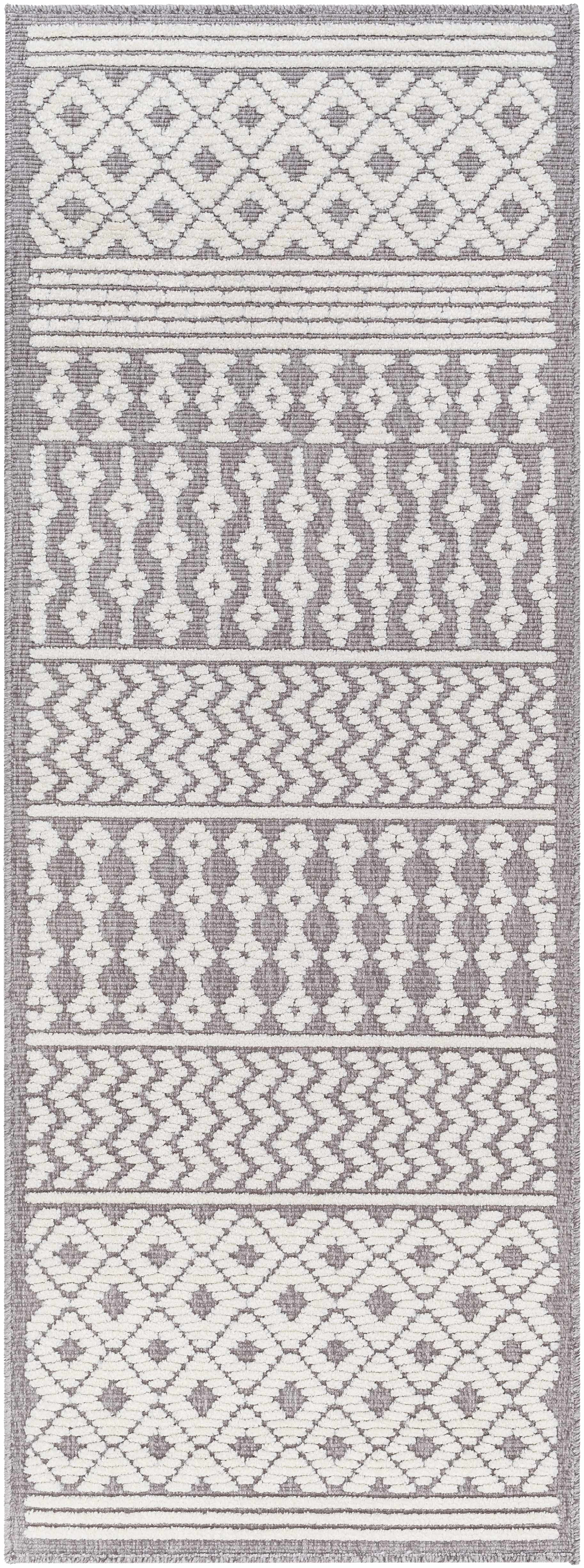 Hauteloom Drago Living Room, Bedroom Machine Washable Area Rug - Bohemian Modern Farmhouse - Moroccan Transitional - White, Gray - 3'3" x 5'