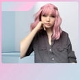 thumbnail image 5 of Pelucas cortas de color rosa púrpura para mujer, peluca sintética ondulada rizada hasta los hombros para cosplay para niñas, pelucas coloridas de uso diario (12, rosa púrpura), 5 of 5
