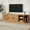 Natural, variant on Farmhouse Wooden TV Stand with Sliding Tambour Door for TVs up to 75", Fluted Media Console Table with Adjustable Shelves, TV Cabinet for Living Room, Natural