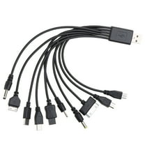 Universal USB To Multi Plug Cellphone Charger Cable 10 in 1 USB Cable For Smartphone Charger Cable 20CM/7.87in