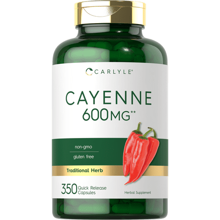 Cayenne Pepper Supplement | 600mg | 350 Capsules | by Carlyle