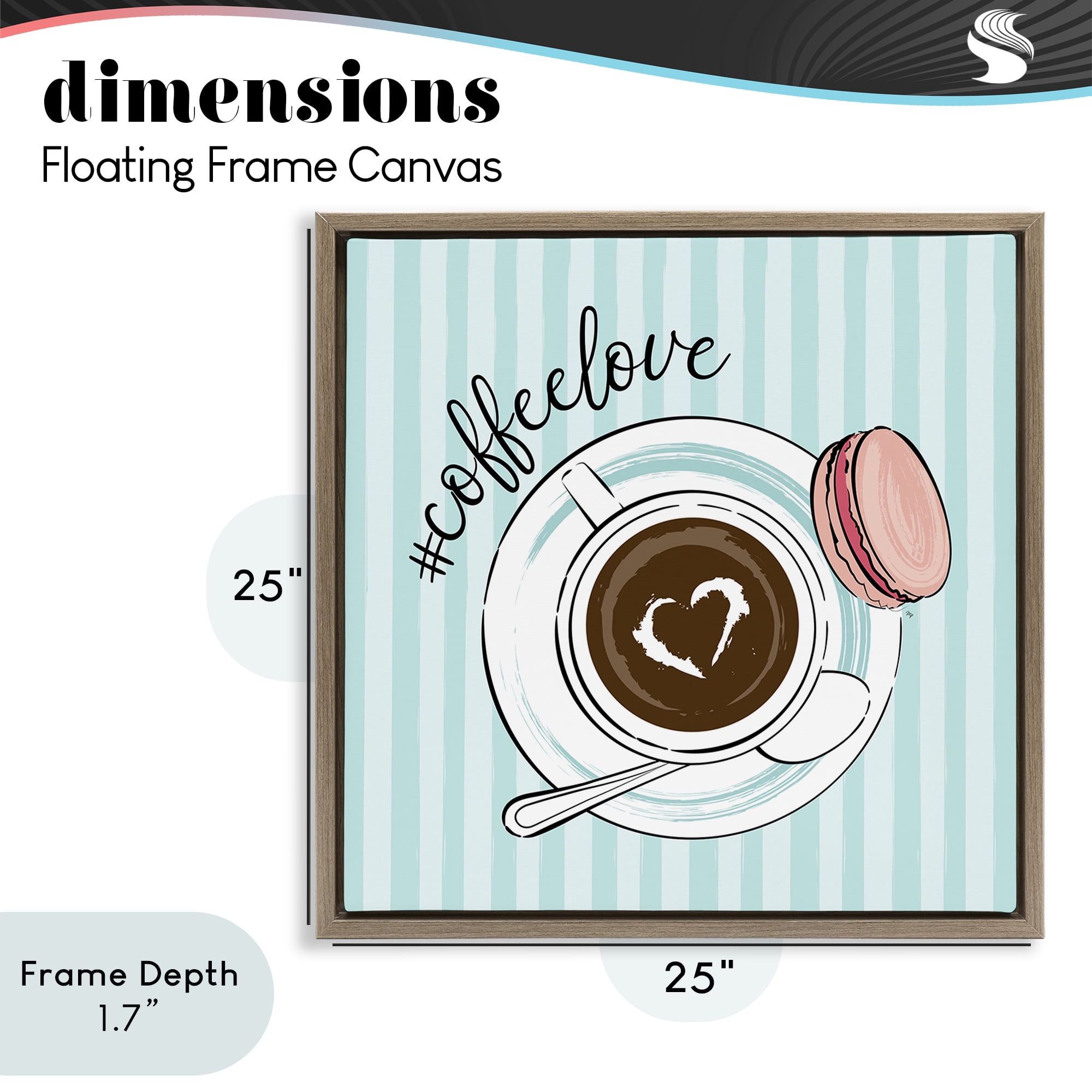 Stupell Industries Coffee Love Hashtag Brown Framed Floater Canvas Wall Art, design by Martina Pavlova