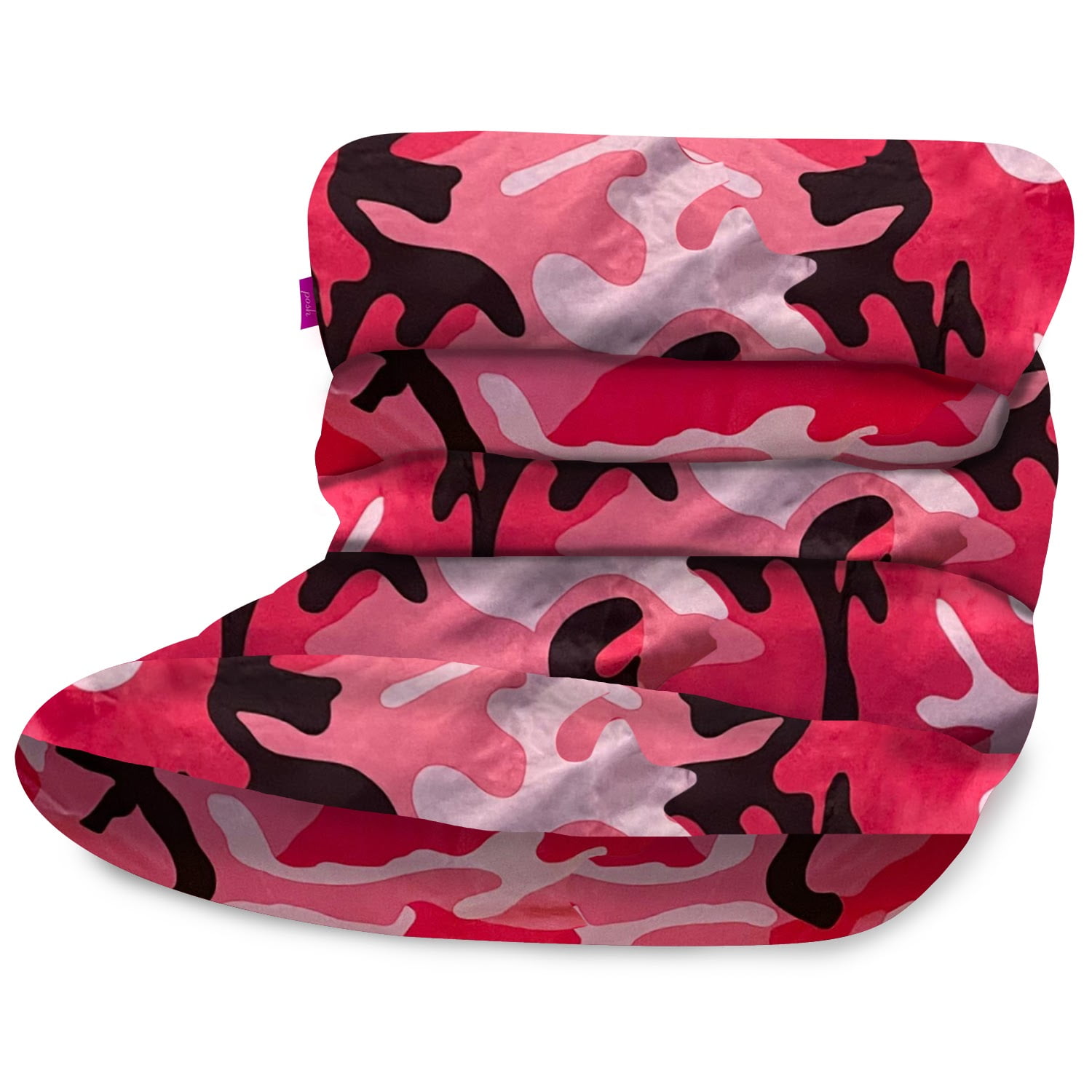 Posh Creations Structured Comfy Bean Bag Chair, Laguna Lounger, Nylon - Camo Pink and Black