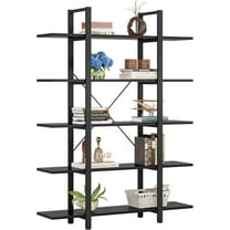 Tribesigns 5-Tier Bookshelf, Industrial Style Bookcase for Living Room, Bedroom, Black